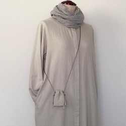 ミニ巾着 巾着 お守り袋 ポシェット / Flax / cord color：gray beige 3枚目の画像
