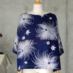 着物リメイク　浴衣のチュニックブラウス/フリーサイズ 　糸菊　 4枚目の画像