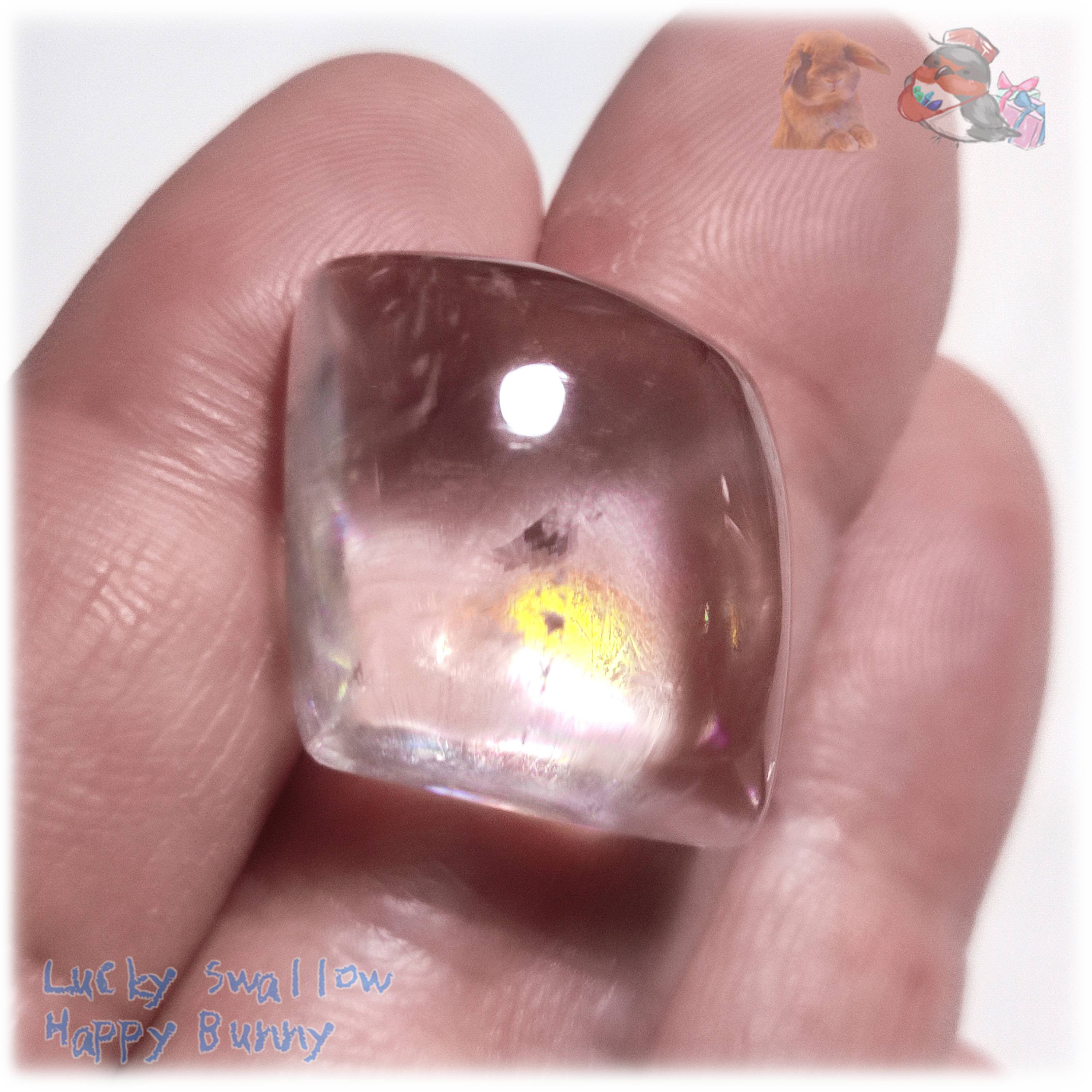 希少 超高透明 虹入り レインボーオプティカルカルサイト アイスランド産 カボション ルース 5781