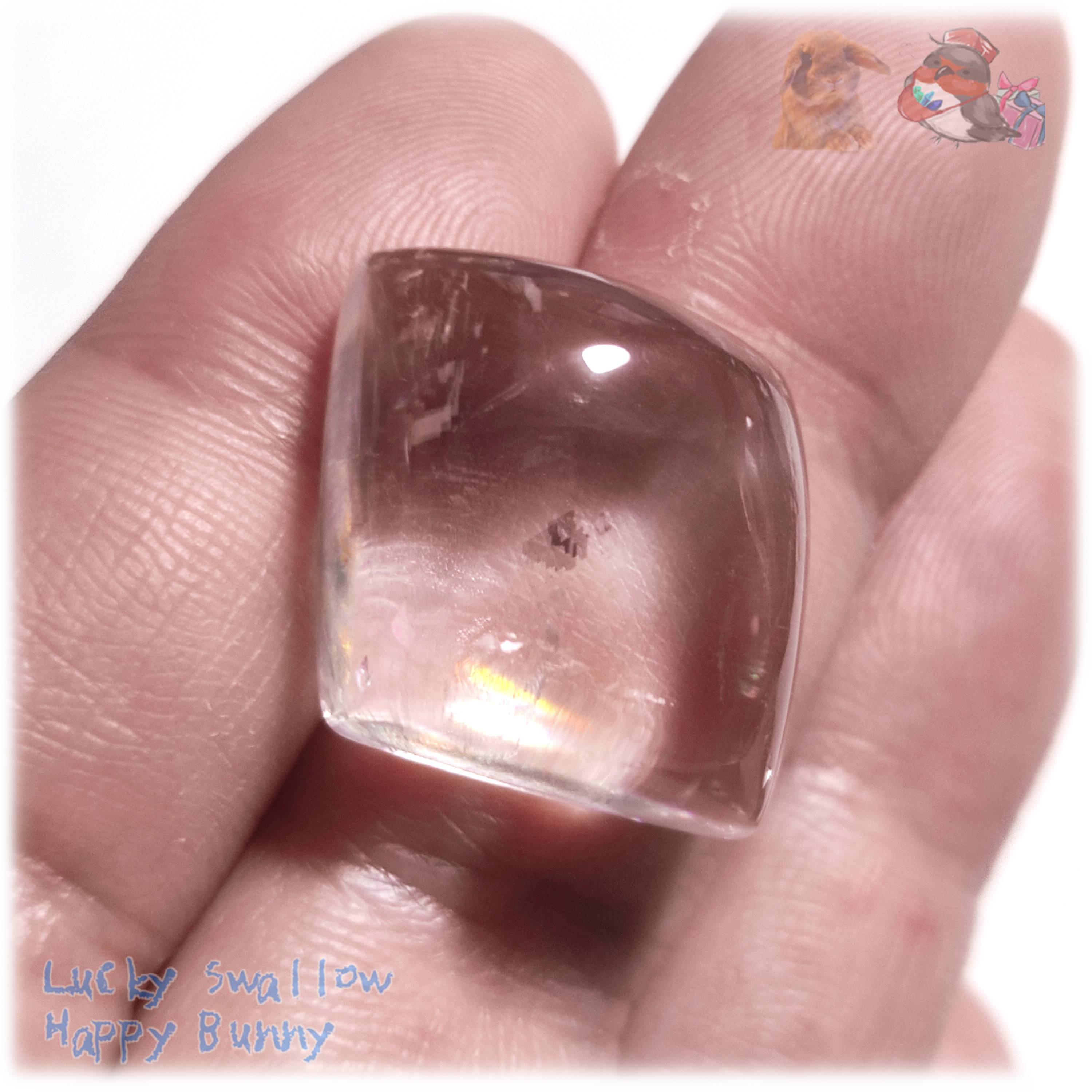 希少 超高透明 虹入り レインボーオプティカルカルサイト アイスランド産 カボション ルース 5781