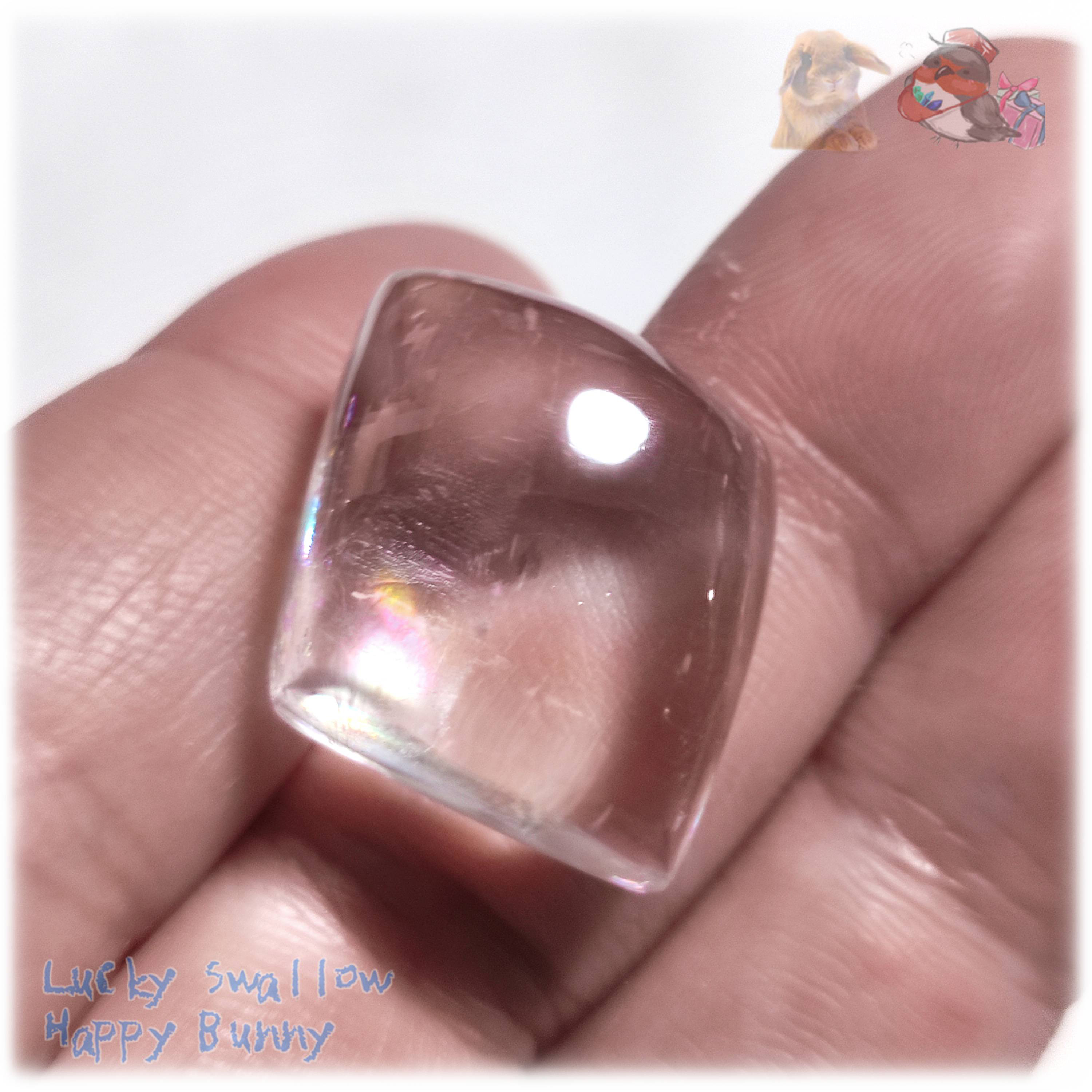 希少 超高透明 虹入り レインボーオプティカルカルサイト アイスランド産 カボション ルース 5781