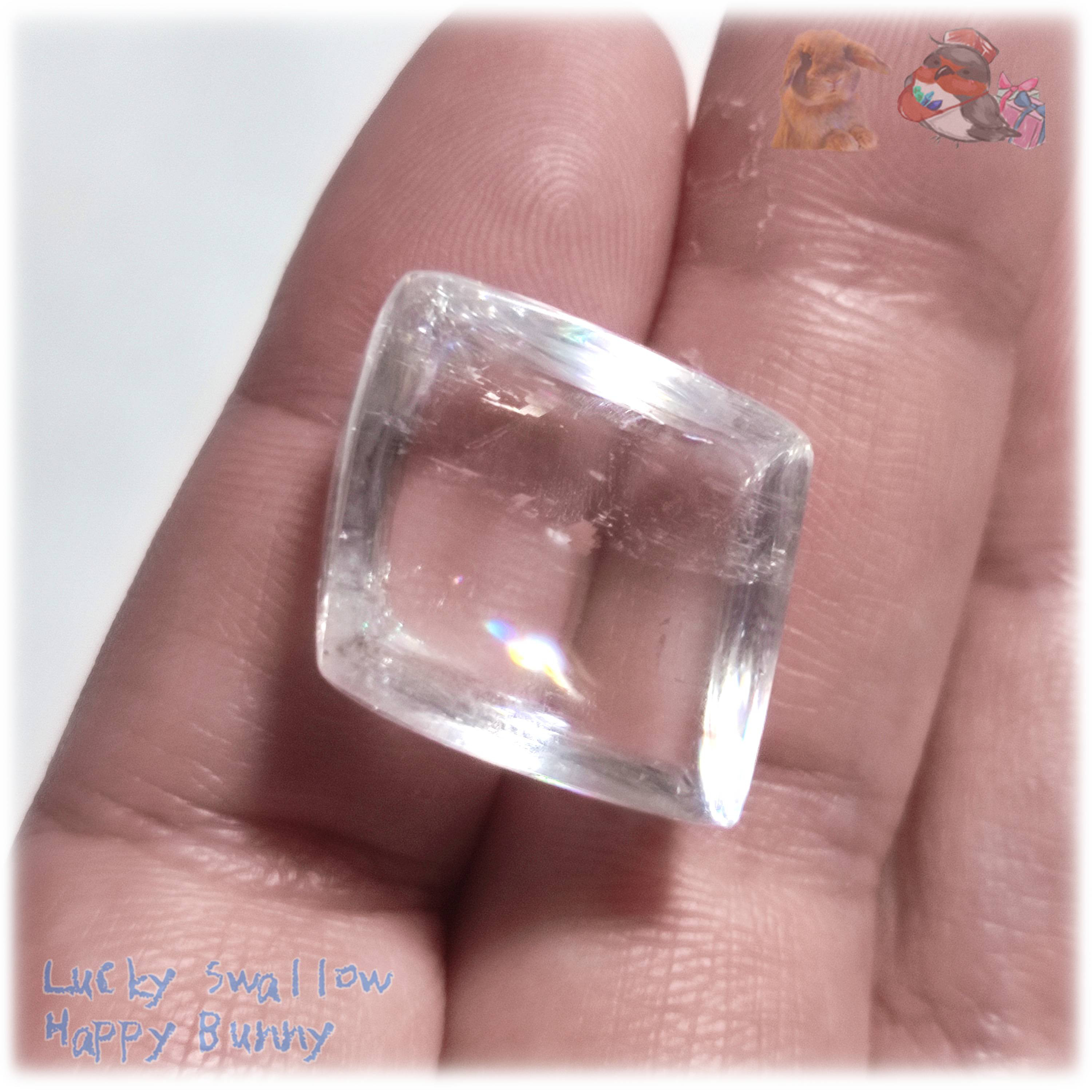 希少 超高透明 虹入り レインボーオプティカルカルサイト アイスランド産 カボション ルース 5781