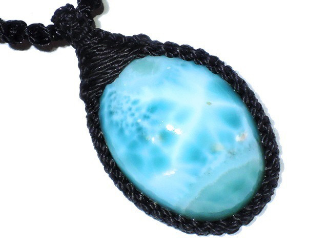 ★ラリマー29ct★天然石ブルーペクトライトネックレス★手編みペンダント★ビーズターコイズ淡水パールアクアマリンカット