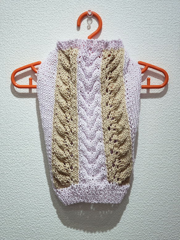 『新色新柄2023』犬服♪コットン糸のアラン模様の編み込みセーター(ss～s) 1枚目の画像