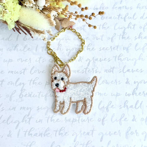 2way】ビーズ刺繍のうちの子ブローチ＆バッグチャーム・ウエストハイ