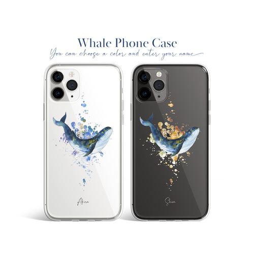 スマホケース iPhone Android クジラ くじら 鯨 ユニセックス 【水平線