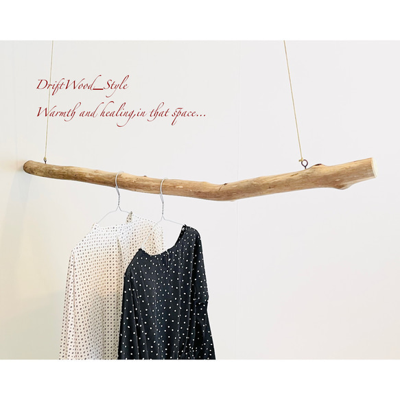 流木インテリア 真っすぐで太い大型流木のハンガーラック 北欧 衣装掛け ハンギング 吊り下げ ハンガーポール 癒し 5枚目の画像