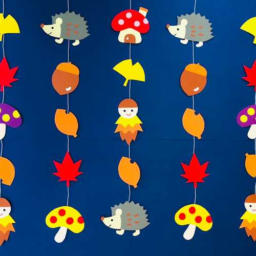 壁面飾り 秋盛り沢山ガーランド 縦ver. 生地 Saki's factory☆ 通販