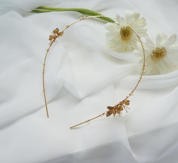 gold petit  flower & baroque pearl headdress 6枚目の画像