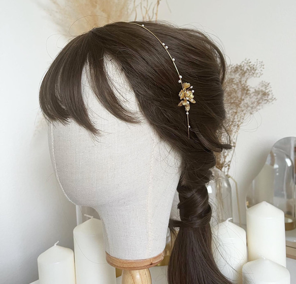 gold petit  flower & baroque pearl headdress 9枚目の画像