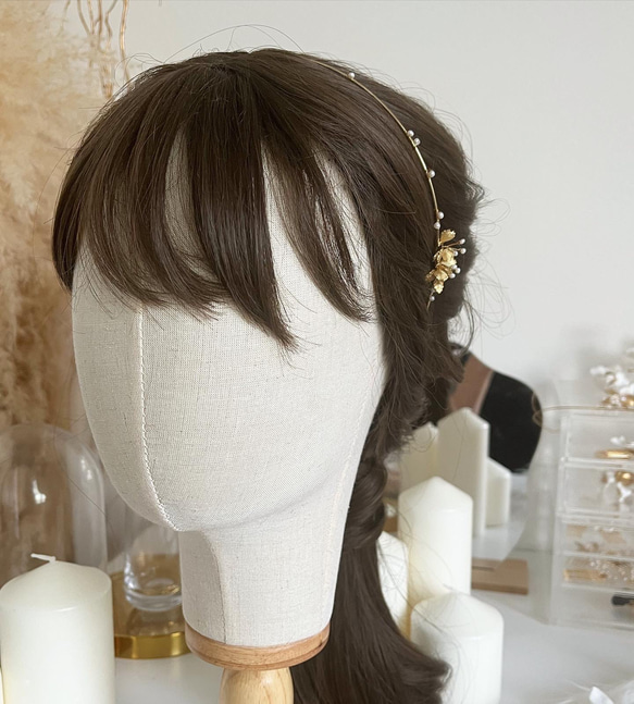 gold petit  flower & baroque pearl headdress 7枚目の画像