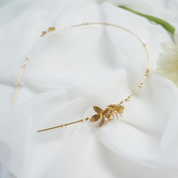 gold petit  flower & baroque pearl headdress 4枚目の画像