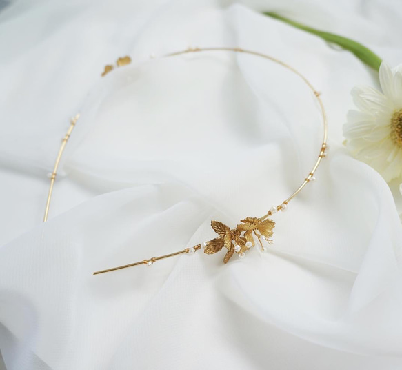 gold petit  flower & baroque pearl headdress 4枚目の画像
