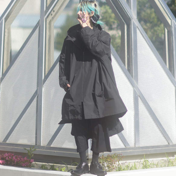 カッパ型ラグランスリーブワイドモッズコート ファッション コート・ジャケット D1368965930(10450円)