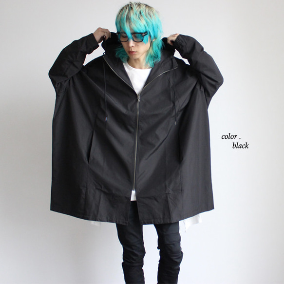 カッパ型ラグランスリーブワイドモッズコート ファッション コート・ジャケット D1368965930(10450円)