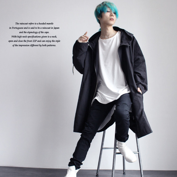 カッパ型ラグランスリーブワイドモッズコート ファッション コート・ジャケット D1368965930(10450円)