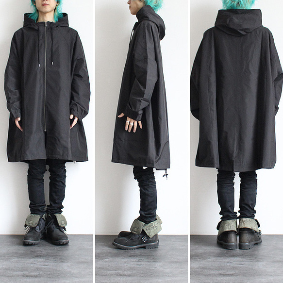カッパ型ラグランスリーブワイドモッズコート ファッション コート・ジャケット D1368965930(10450円)