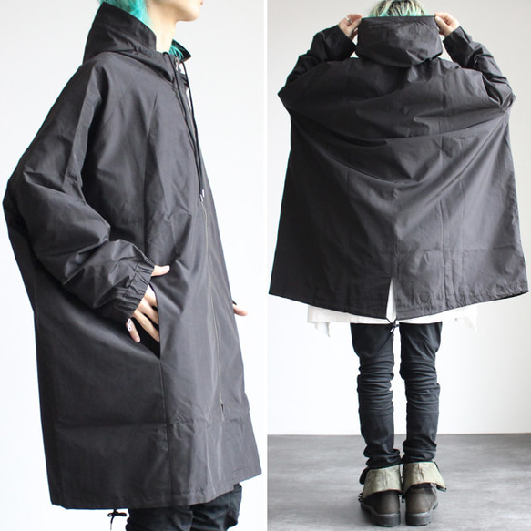 カッパ型ラグランスリーブワイドモッズコート ファッション コート・ジャケット D1368965930(10450円)