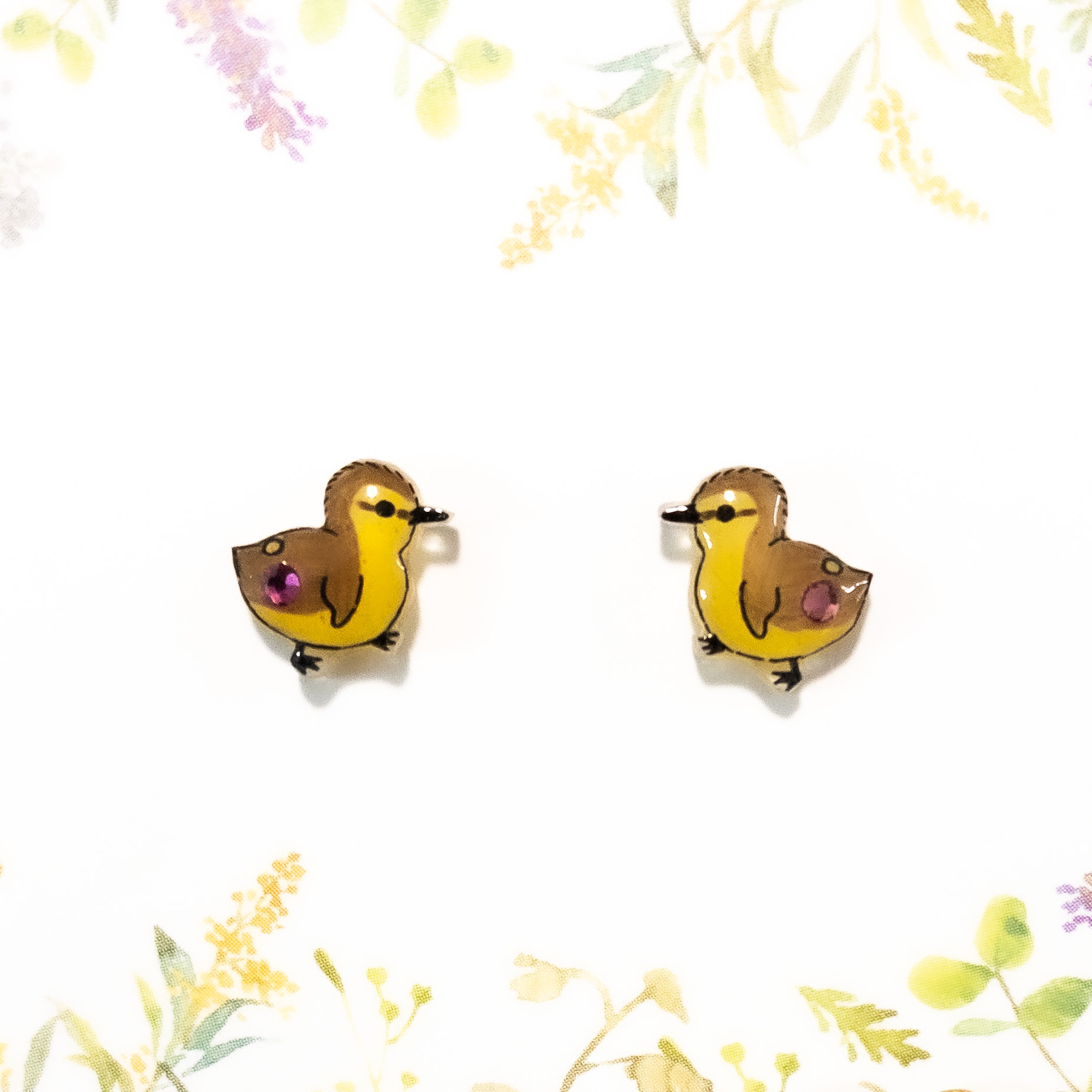 小さなピアスシリーズ～子カルガモのピアス/ノンホールピアス