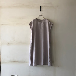 【晩夏SALE】１枚あると嬉しいノースリーブワンピース　gray frenchlinen100% 2枚目の画像