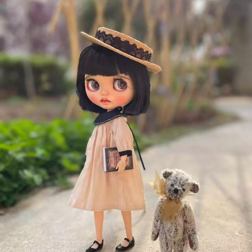 ドール服 ブライス服 綿 ワンピース 2点セット ドール アウト