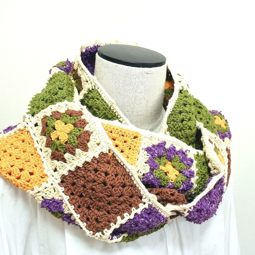 Creema限定】モチーフ編みのコットンスヌード スヌード 咲くら家