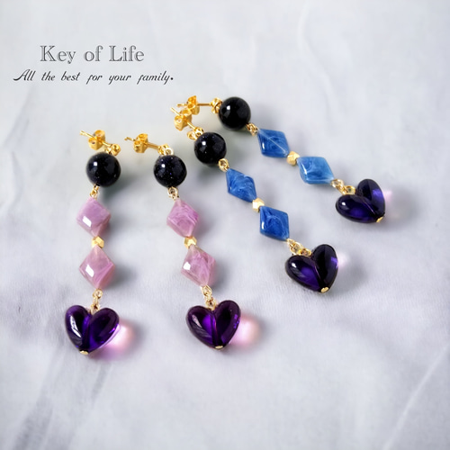 Key of Life▶︎2024トレンド☆ハートと天然石のピアス/イヤリング 