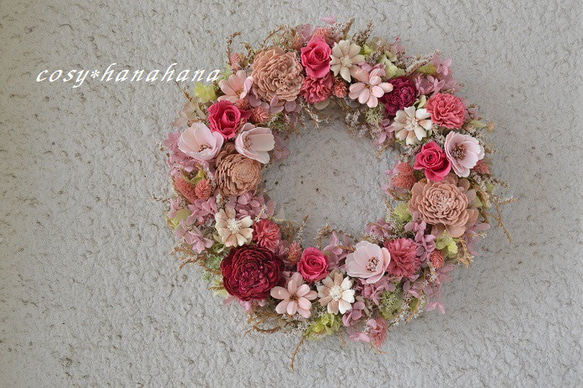 華やぎのピンクwreath 1枚目の画像