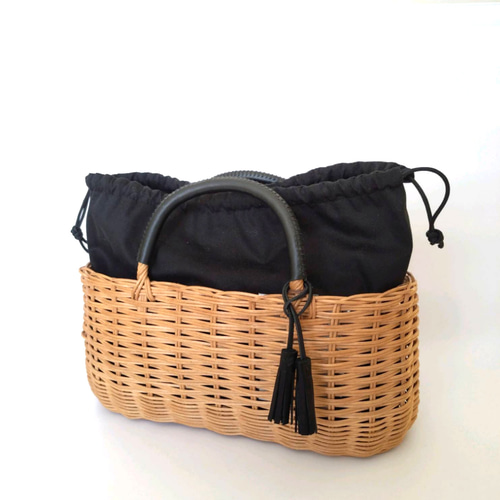 極美品 Rene カゴバッグ パール ラタン素材 天然素材 巾着 極美品 Rene