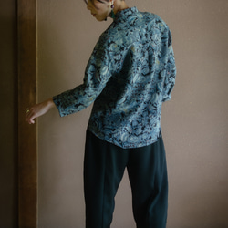 キモノスタンドカラーシャツ Kimono stand collar shirt   ※お手持ちのお着物でお仕立てします 6枚目の画像