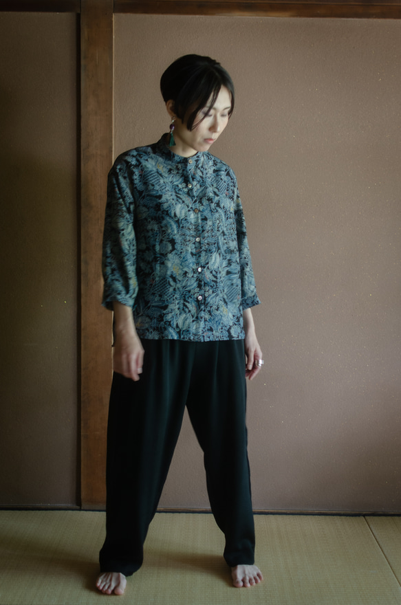 キモノスタンドカラーシャツ Kimono stand collar shirt   ※お手持ちのお着物でお仕立てします 8枚目の画像