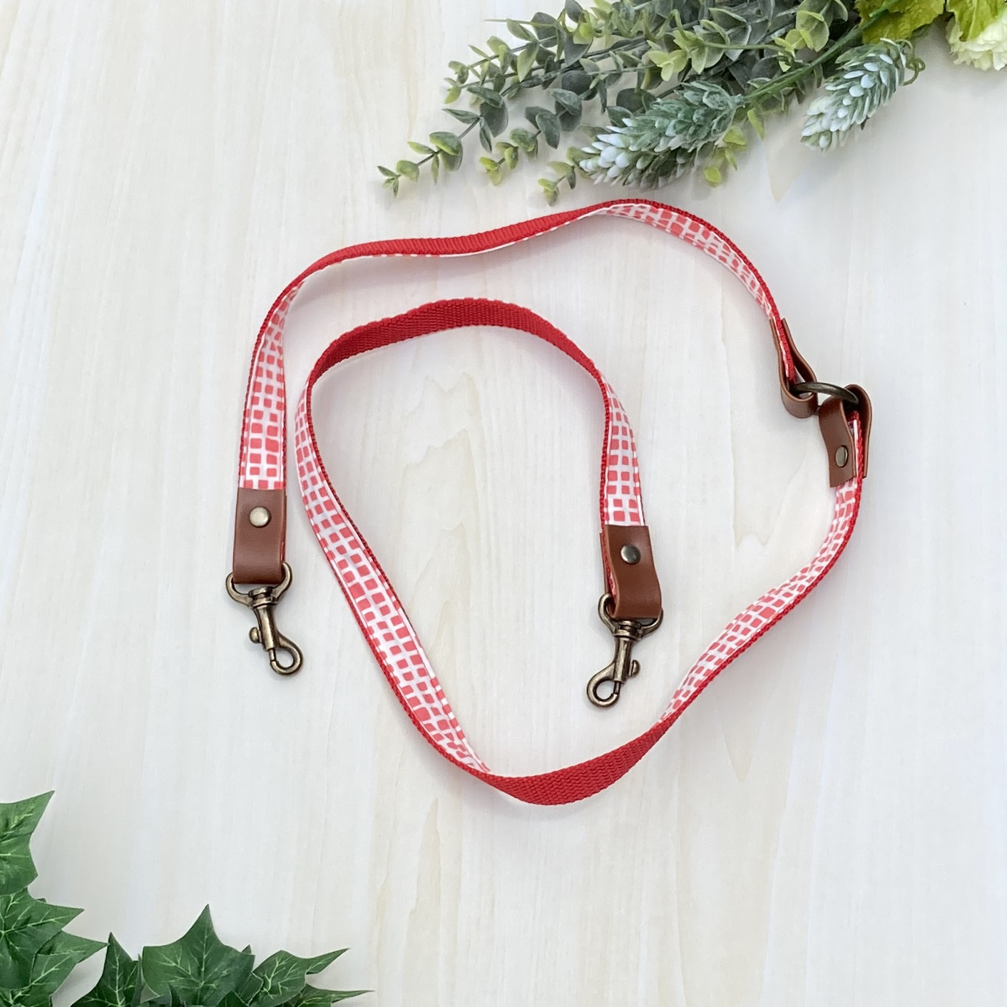 【三点セット】ショルダーリード＋リード＋幅広クッション首輪/Watermelon☆ハンズフリー☆多頭引き