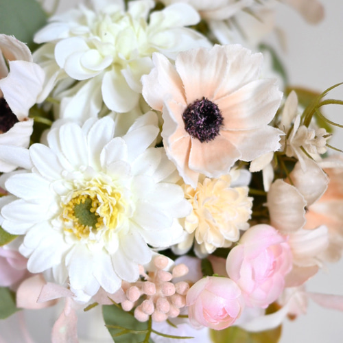 シャンパンカラー秋色ミニブーケ アーティフィシャルフラワー ガーベラ