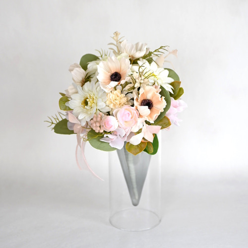 シャンパンカラー秋色ミニブーケ アーティフィシャルフラワー ガーベラ