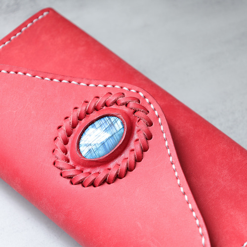 オルガン長財布 使用品 天然石×牛革 大容量 総手縫い ハンドメイド 6388724f038f8d0627fe4484f1fb32