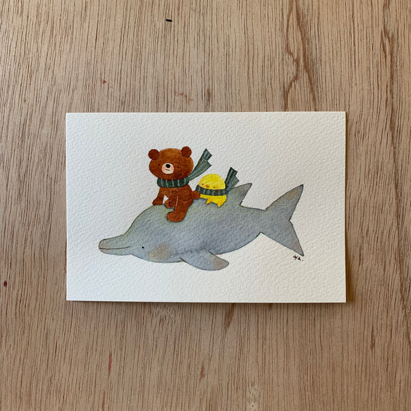「イルカと一緒に」　原画　送料無料 1枚目の画像