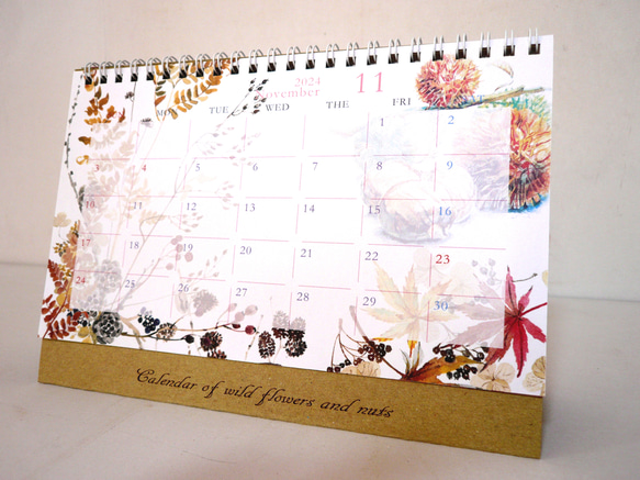 2024 卓上カレンダー 【 Calendar of wildflowers and nuts 】 12枚目の画像
