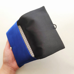 ピュアシルク　タロットポーチ　青×黒（レギュラーデッキ用）PSS008 4枚目の画像
