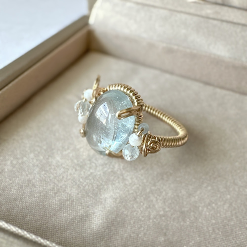 水の精の贈り物＊ブルートパーズの14kgfリング 指輪・リング