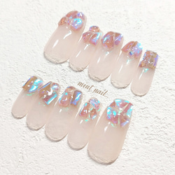 ちゅるん オーロラ 氷ネイル ♡ネイルチップ 韓国 韓国ネイル ピンク