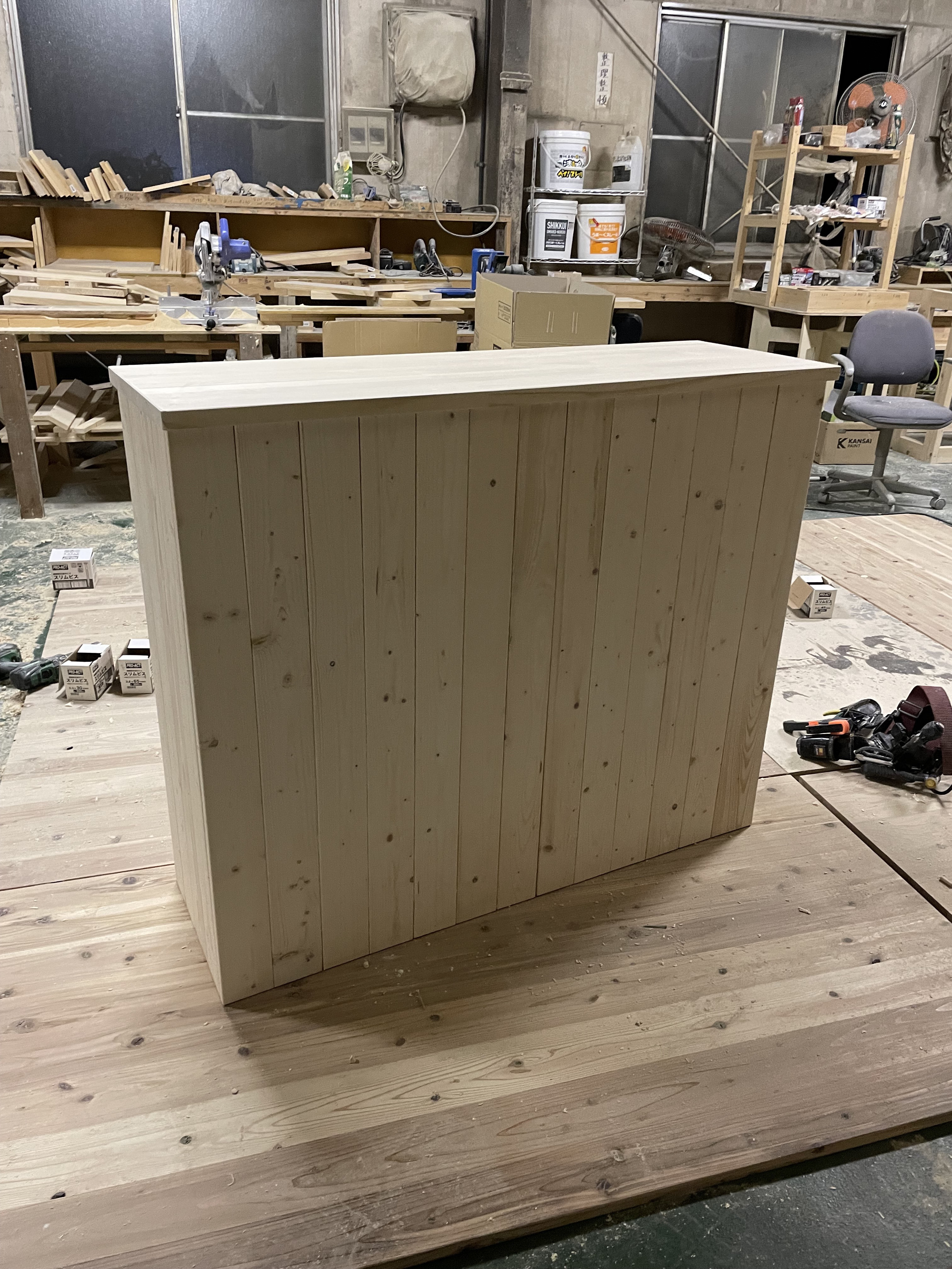 無塗装　カウンター　受付カウンター　キッチンカウンター