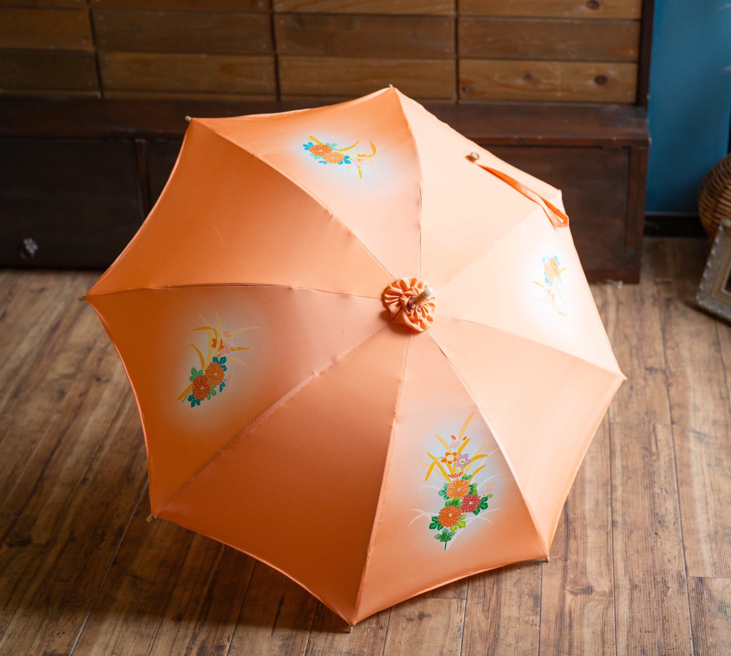 着物で作った日傘_オレンジ系