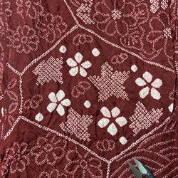 バイイーコネクト様ご予約　深い赤　秋色　総絞り　絹裏地付きギャザースカート＆ストール　　着物リメイク 8枚目の画像