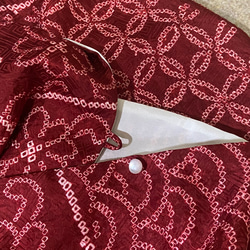 バイイーコネクト様ご予約　深い赤　秋色　総絞り　絹裏地付きギャザースカート＆ストール　　着物リメイク 9枚目の画像