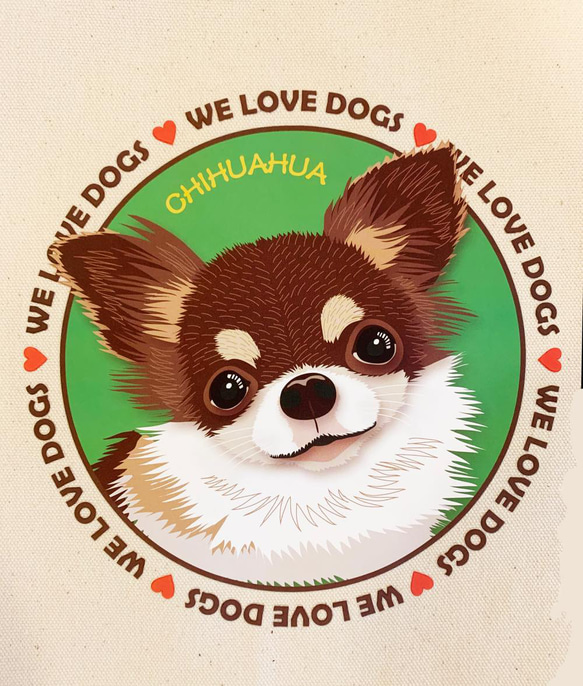 le Bonbon(ル ボンボン)　トートバッグ チワワ Chihuahua 犬イラスト バッグ 2枚目の画像