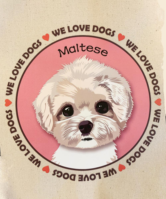 le Bonbon(ル ボンボン)　トートバッグ マルチーズ Maltese 犬イラスト バッグ 2枚目の画像