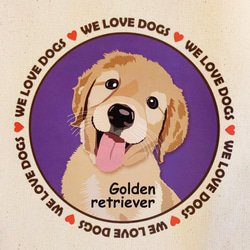 le Bonbon(ル ボンボン)　トートバッグ ゴールデンレトリバー Golden Retriever 犬イラスト バ 2枚目の画像