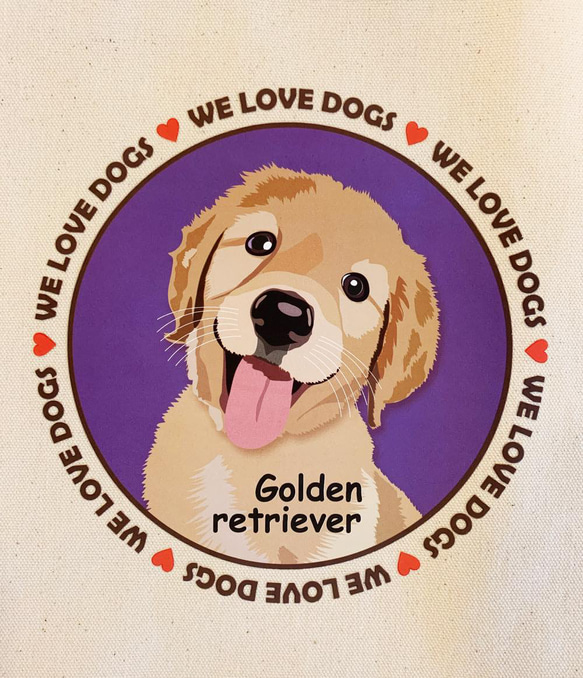 le Bonbon(ル ボンボン)　トートバッグ ゴールデンレトリバー Golden Retriever 犬イラスト バ 2枚目の画像