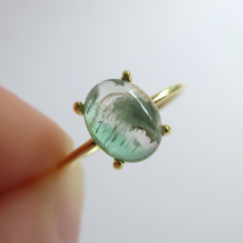 トルマリンオーバルカボションリング K10PG 8〜9号 ハンドメイド 10金 10月の誕生石】10×8mmルベライトピンク「トルマリン」オーバル
