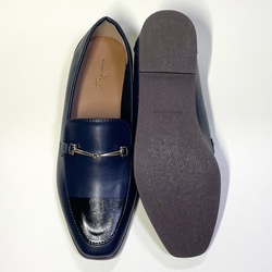 輕質防水雙色樂福鞋（深海軍藍或深棕色 x 琺瑯黑）22.0cm〜26.0cm 第7張的照片